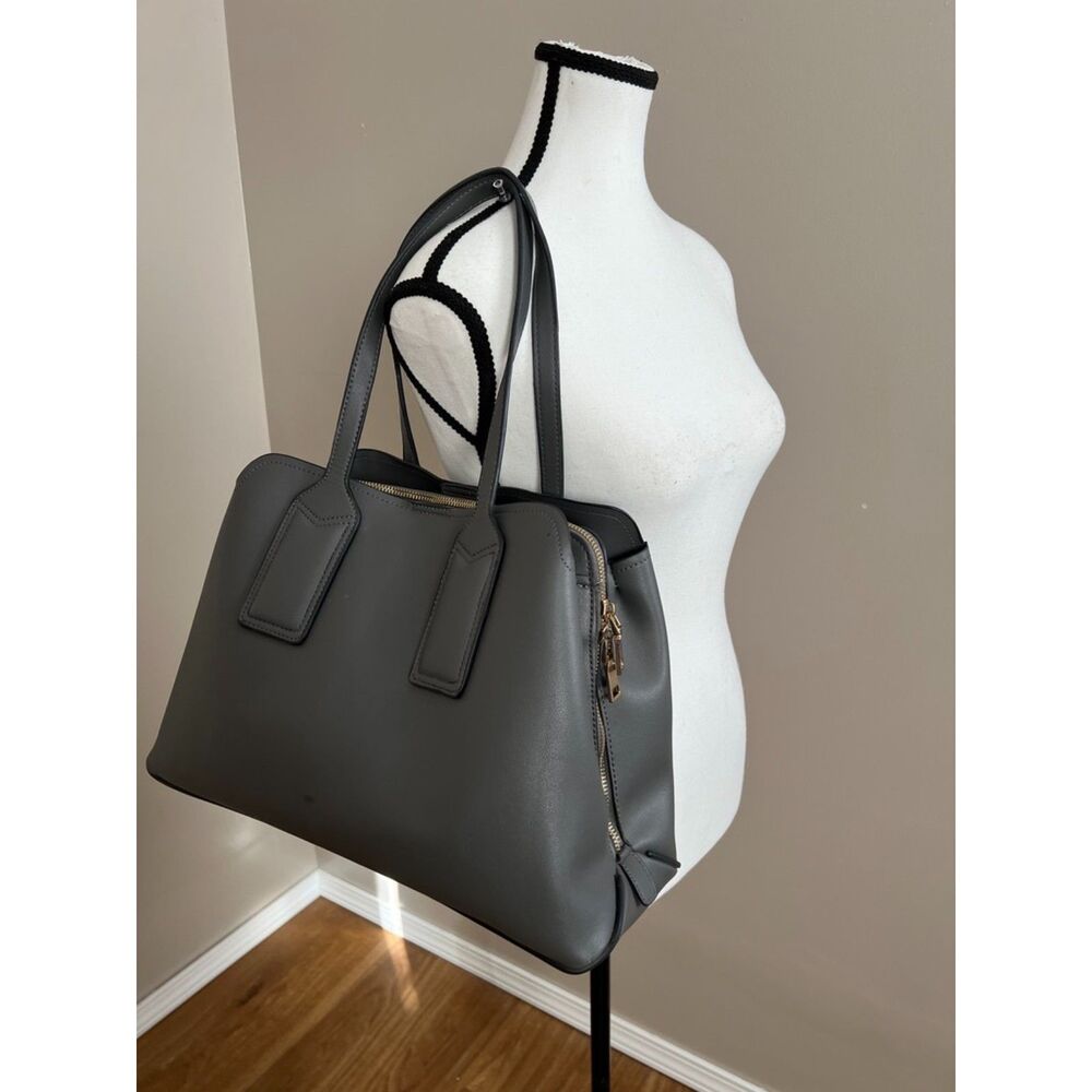 Urban Expressions Georgia Satchel in faux smooth gray leather